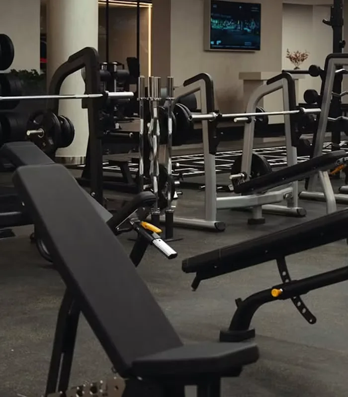 Strength equipment on the mixed training floor